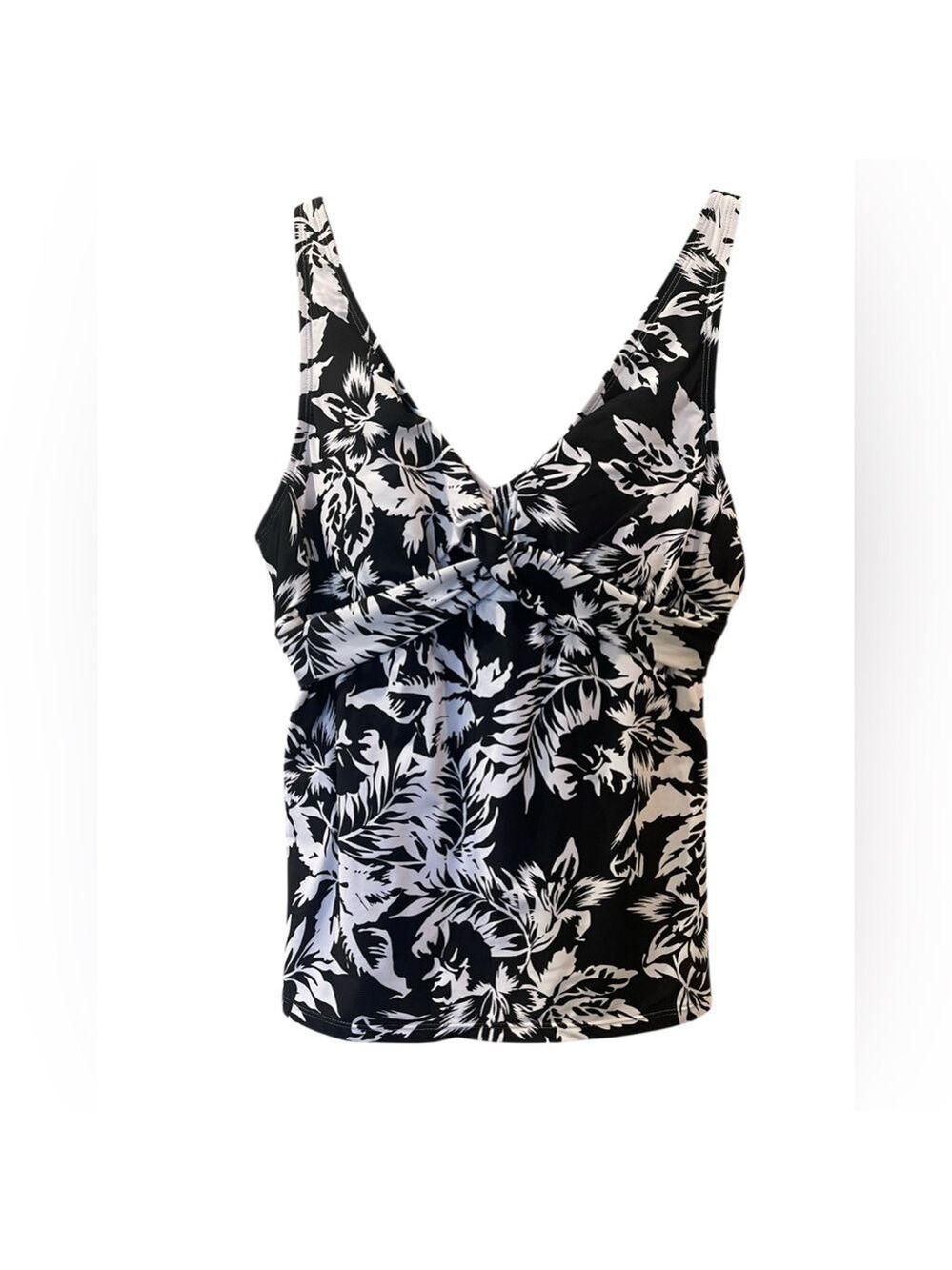 Kathy Ireland Women's Black White Tankini Swimsuit Beach Vacation Size: Large